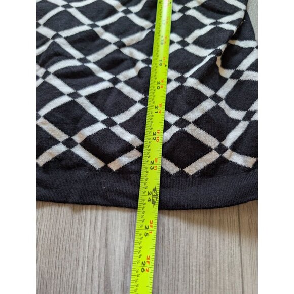 Chaus Womens 2X Black & White Diamond Pattern Button-Front Cardigan Sweater - Picture 7 of 8
